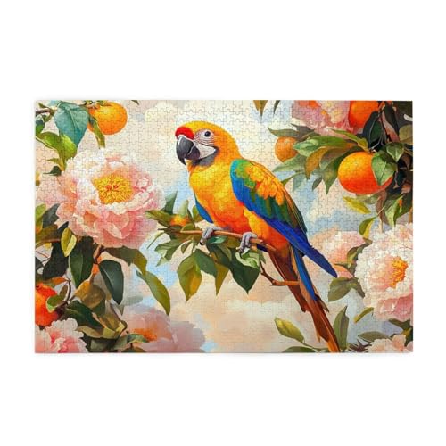 Puzzle 2000 Teile, Puzzle Erwachsene, Holzpuzzle Blume Impossible Jigsaw, Clevere Rätsel, HD Farbe Jigsaw mit Geschenkbox Verpackung for Room Decor, Geschenke für Frauen Papagei 100x70cm p-473 von Yuammgxi
