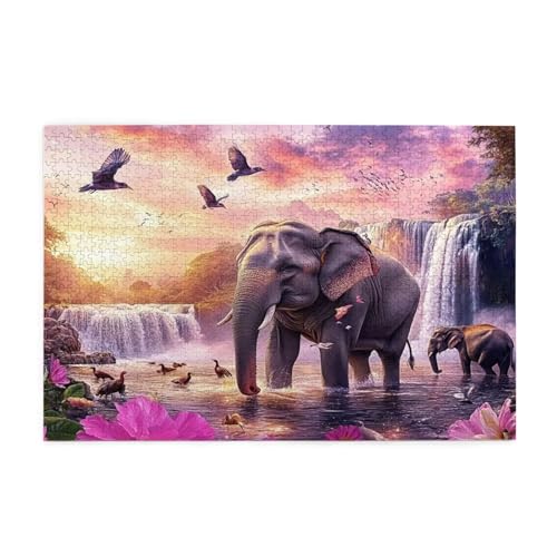 Puzzle 2000 Teile, Puzzle Erwachsene, Holzpuzzle Elefant Impossible Jigsaw, Clevere Rätsel, HD Farbe Jigsaw mit Geschenkbox Verpackung for Room Decor, Geschenke für Frauen Fallen 100x70cm p-1259 von Yuammgxi