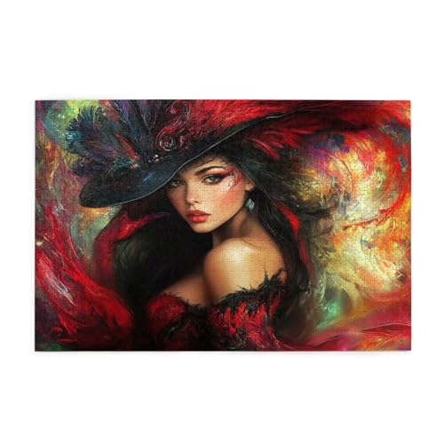 Puzzle 2000 Teile, Puzzle Erwachsene, Holzpuzzle Frau Impossible Jigsaw, Clevere Rätsel, HD Farbe Jigsaw mit Geschenkbox Verpackung for Aesthetic Room Decor, Geschenke für Frauen Hut 100x70cm p-960 von Yuammgxi