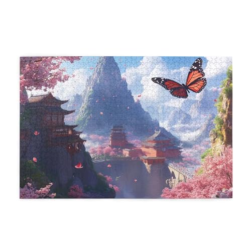 Puzzle 2000 Teile, Puzzle Erwachsene, Holzpuzzle Japan Impossible Jigsaw, Clevere Rätsel, HD Farbe Jigsaw mit Geschenkbox Verpackung for Room Decor, Geschenke für Frauen Schmetterling 100x70cm p-871 von Yuammgxi