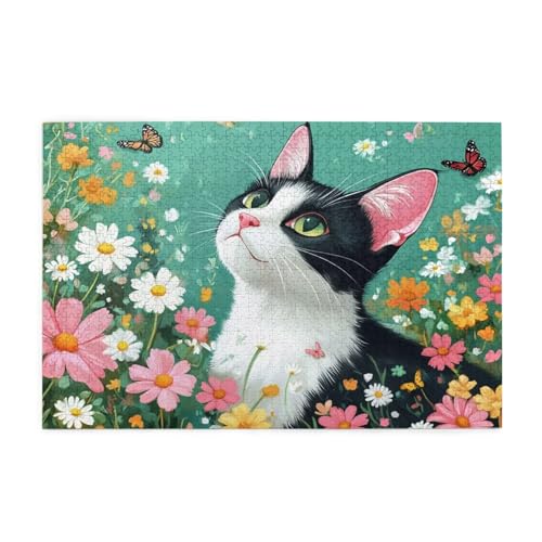 Puzzle 2000 Teile, Puzzle Erwachsene, Holzpuzzle Katze Impossible Jigsaw, Clevere Rätsel, HD Farbe Jigsaw mit Geschenkbox Verpackung for Room Decor, Geschenke für Frauen Frühling 100x70cm p-943 von Yuammgxi