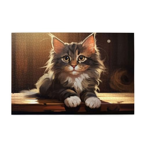 Puzzle 2000 Teile, Puzzle Erwachsene, Holzpuzzle Katze Impossible Jigsaw, Clevere Rätsel, HD Farbe Jigsaw mit Geschenkbox Verpackung for Room Decor, Geschenke für Frauen Retro 100x70cm p-1697 von Yuammgxi