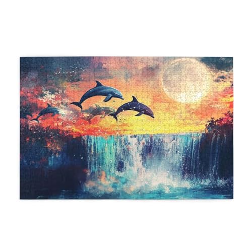 Puzzle 2000 Teile, Puzzle Erwachsene, Holzpuzzle Landschaft Impossible Jigsaw, Clevere Rätsel, HD Farbe Jigsaw mit Geschenkbox Verpackung for Room Decor, Geschenke für Frauen Delphin 100x70cm p-25 von Yuammgxi