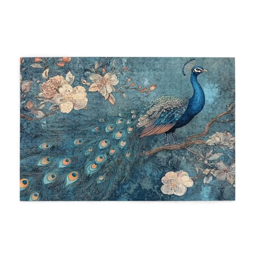 Puzzle 2000 Teile, Puzzle Erwachsene, Holzpuzzle Retro Impossible Jigsaw, Clevere Rätsel, HD Farbe Jigsaw mit Geschenkbox Verpackung for Aesthetic Room Decor, Geschenke für Frauen Pfau 100x70cm p-1401 von Yuammgxi