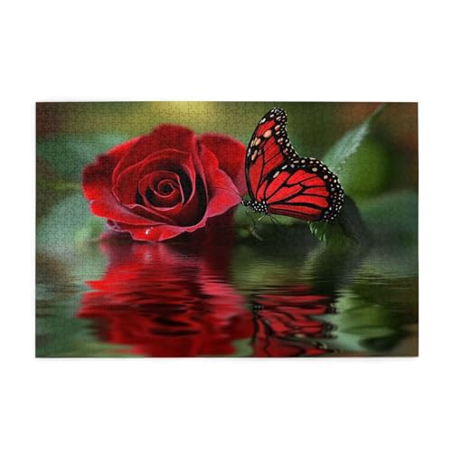Puzzle 2000 Teile, Puzzle Erwachsene, Holzpuzzle Rose Impossible Jigsaw, Clevere Rätsel, HD Farbe Jigsaw mit Geschenkbox Verpackung for Room Decor, Geschenke für Frauen Schmetterling 100x70cm p-299 von Yuammgxi