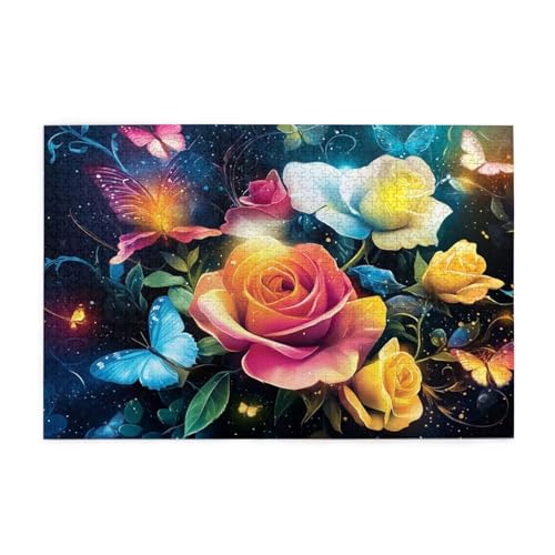 Puzzle 2000 Teile, Puzzle Erwachsene, Holzpuzzle Rose Impossible Jigsaw, Clevere Rätsel, HD Farbe Jigsaw mit Geschenkbox Verpackung for Room Decor, Geschenke für Frauen Schmetterling 100x70cm p-559 von Yuammgxi
