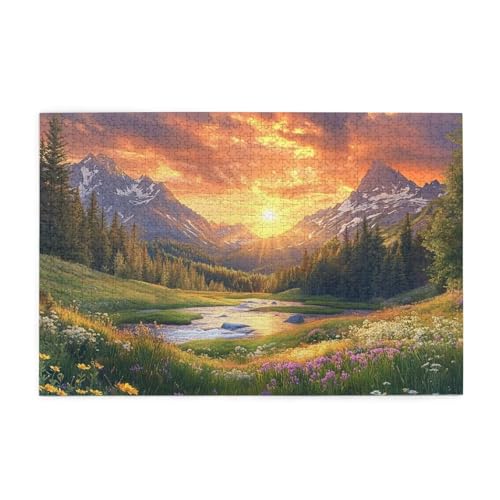 Puzzle 2000 Teile, Puzzle Erwachsene, Holzpuzzle Sonnenuntergang Impossible Jigsaw, Clevere Rätsel, HD Farbe Jigsaw mit Geschenkbox Verpackung for Room Decor, Geschenke für Frauen Berg 100x70cm p-798 von Yuammgxi
