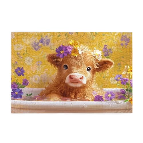 Puzzle 2000 Teile, Puzzle Erwachsene, Holzpuzzle Tier Impossible Jigsaw, Clevere Rätsel, HD Farbe Jigsaw mit Geschenkbox Verpackung for Aesthetic Room Decor, Geschenke für Frauen Ochse 100x70cm p-750 von Yuammgxi