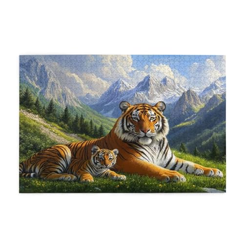 Puzzle 2000 Teile, Puzzle Erwachsene, Holzpuzzle Tiger Impossible Jigsaw, Clevere Rätsel, HD Farbe Jigsaw mit Geschenkbox Verpackung for Aesthetic Room Decor, Geschenke für Frauen Berg 100x70cm p-617 von Yuammgxi