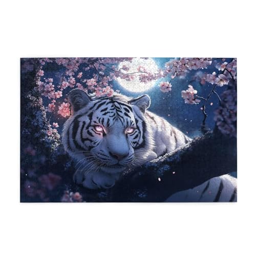 Puzzle 2000 Teile, Puzzle Erwachsene, Holzpuzzle Tiger Impossible Jigsaw, Clevere Rätsel, HD Farbe Jigsaw mit Geschenkbox Verpackung for Aesthetic Room Decor, Geschenke für Frauen Mond 100x70cm p-271 von Yuammgxi