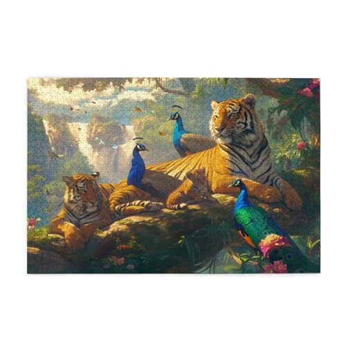 Puzzle 2000 Teile, Puzzle Erwachsene, Holzpuzzle Tiger Impossible Jigsaw, Clevere Rätsel, HD Farbe Jigsaw mit Geschenkbox Verpackung for Aesthetic Room Decor, Geschenke für Frauen Pfau 100x70cm p-700 von Yuammgxi