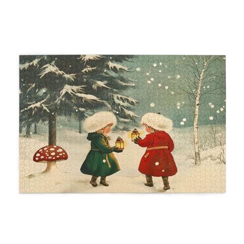 Puzzle 2000 Teile, Puzzle Erwachsene, Holzpuzzle Weihnachten Impossible Jigsaw, Clevere Rätsel, Farbe Jigsaw mit Geschenkbox Verpackung for Room Decor, Geschenke für Frauen Schneeszene 100x70cm p-50 von Yuammgxi