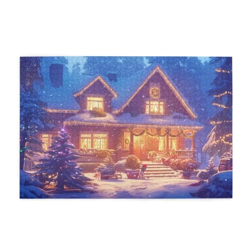 Puzzle 2000 Teile, Puzzle Erwachsene, Holzpuzzle Winter Impossible Jigsaw, Clevere Rätsel, HD Farbe Jigsaw mit Geschenkbox Verpackung for Room Decor, Geschenke für Frauen Schneehaus 100x70cm p-1082 von Yuammgxi