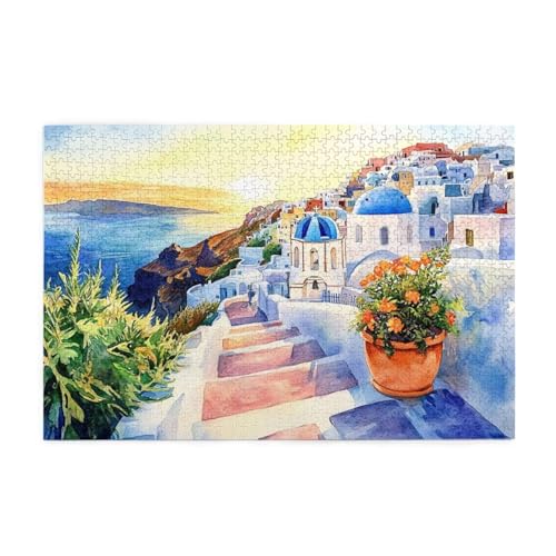 Puzzle 300 Teile, Puzzle Erwachsene, Holzpuzzle Ägäisches Meer Impossible Jigsaw, Clevere Rätsel, Farbe Jigsaw mit Geschenkbox Verpackung for Room Decor, Geschenke für Frauen Landschaft 40x28cm p-975 von Yuammgxi