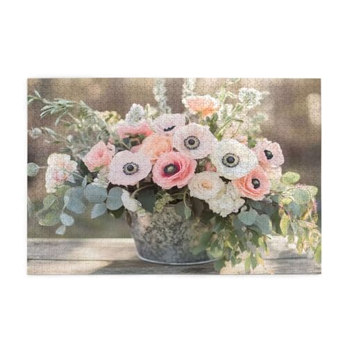 Puzzle 300 Teile, Puzzle Erwachsene, Holzpuzzle Anlage Impossible Jigsaw, Clevere Rätsel, HD Farbe Jigsaw mit Geschenkbox Verpackung for Aesthetic Room Decor, Geschenke für Frauen Blume 40x28cm p-1194 von Yuammgxi