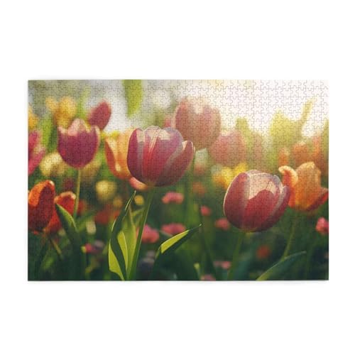 Puzzle 300 Teile, Puzzle Erwachsene, Holzpuzzle Anlage Impossible Jigsaw, Clevere Rätsel, HD Farbe Jigsaw mit Geschenkbox Verpackung for Aesthetic Room Decor, Geschenke für Frauen Tulpe 40x28cm p-1301 von Yuammgxi