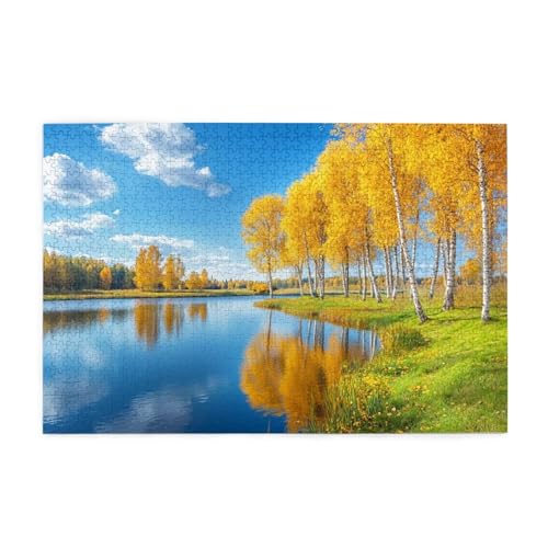 Puzzle 300 Teile, Puzzle Erwachsene, Holzpuzzle Baum Impossible Jigsaw, Clevere Rätsel, HD Farbe Jigsaw mit Geschenkbox Verpackung for Aesthetic Room Decor, Geschenke für Frauen See 40x28cm p-1428 von Yuammgxi