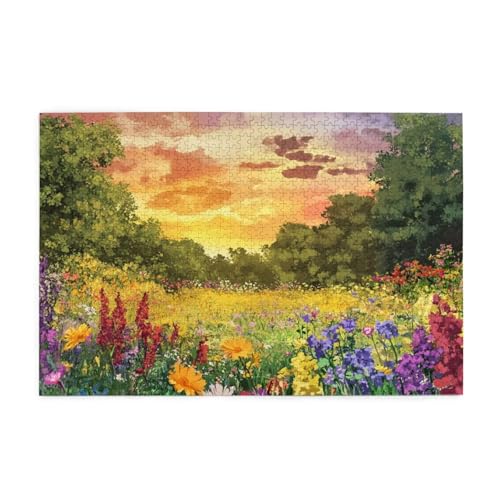 Puzzle 300 Teile, Puzzle Erwachsene, Holzpuzzle Baum Impossible Jigsaw, Clevere Rätsel, HD Farbe Jigsaw mit Geschenkbox Verpackung for Room Decor, Geschenke für Frauen Wilde Blumen 40x28cm p-1344 von Yuammgxi