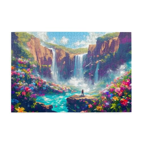 Puzzle 300 Teile, Puzzle Erwachsene, Holzpuzzle Blume Impossible Jigsaw, Clevere Rätsel, HD Farbe Jigsaw mit Geschenkbox Verpackung for Aesthetic Room Decor, Geschenke für Frauen Fallen 40x28cm p-888 von Yuammgxi