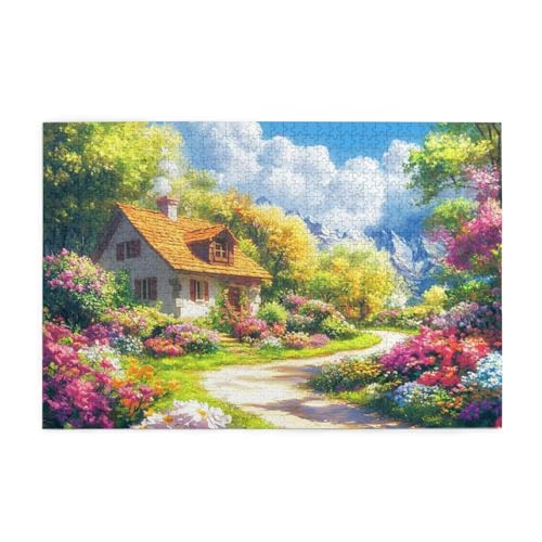Puzzle 300 Teile, Puzzle Erwachsene, Holzpuzzle Blume Impossible Jigsaw, Clevere Rätsel, HD Farbe Jigsaw mit Geschenkbox Verpackung for Aesthetic Room Decor, Geschenke für Frauen Haus 40x28cm p-1103 von Yuammgxi