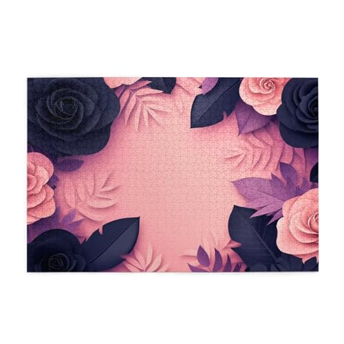 Puzzle 300 Teile, Puzzle Erwachsene, Holzpuzzle Blume Impossible Jigsaw, Clevere Rätsel, HD Farbe Jigsaw mit Geschenkbox Verpackung for Aesthetic Room Decor, Geschenke für Frauen Rose 40x28cm p-1903 von Yuammgxi