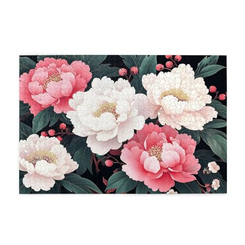 Puzzle 300 Teile, Puzzle Erwachsene, Holzpuzzle Blume Impossible Jigsaw, Clevere Rätsel, HD Farbe Jigsaw mit Geschenkbox Verpackung for Room Decor, Geschenke für Frauen Pfingstrose 40x28cm p-1998 von Yuammgxi