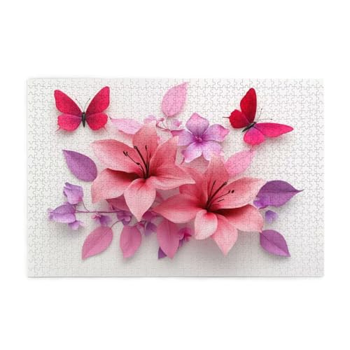 Puzzle 300 Teile, Puzzle Erwachsene, Holzpuzzle Blume Impossible Jigsaw, Clevere Rätsel, HD Farbe Jigsaw mit Geschenkbox Verpackung for Room Decor, Geschenke für Frauen Schmetterling 40x28cm p-1813 von Yuammgxi