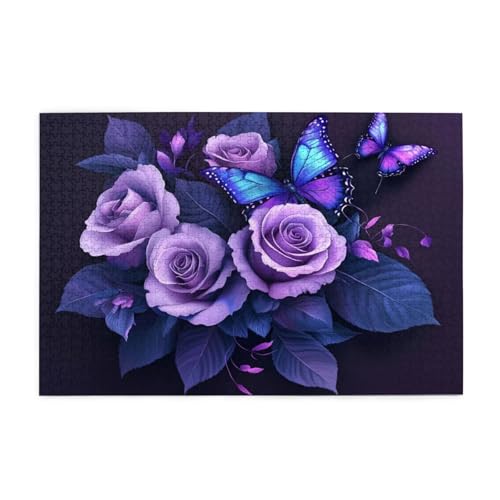 Puzzle 300 Teile, Puzzle Erwachsene, Holzpuzzle Blume Impossible Jigsaw, Clevere Rätsel, HD Farbe Jigsaw mit Geschenkbox Verpackung for Room Decor, Geschenke für Frauen Schmetterling 40x28cm p-2043 von Yuammgxi