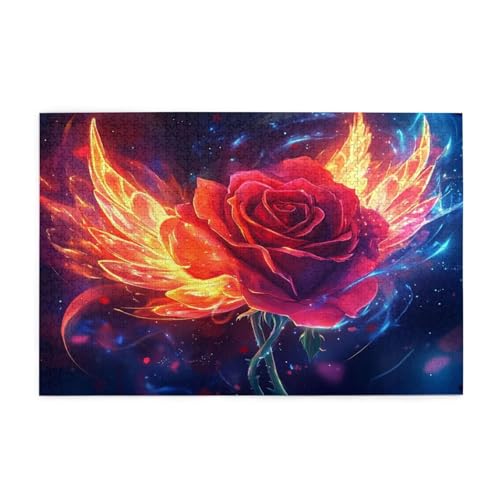 Puzzle 300 Teile, Puzzle Erwachsene, Holzpuzzle Fantasie Impossible Jigsaw, Clevere Rätsel, HD Farbe Jigsaw mit Geschenkbox Verpackung for Aesthetic Room Decor, Geschenke für Frauen Rose 40x28cm p-298 von Yuammgxi