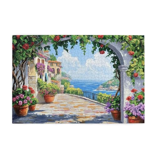 Puzzle 300 Teile, Puzzle Erwachsene, Holzpuzzle Italien Impossible Jigsaw, Clevere Rätsel, HD Farbe Jigsaw mit Geschenkbox Verpackung for Room Decor, Geschenke für Frauen Kleinstadt 40x28cm p-1237 von Yuammgxi