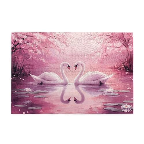 Puzzle 300 Teile, Puzzle Erwachsene, Holzpuzzle Japan Impossible Jigsaw, Clevere Rätsel, HD Farbe Jigsaw mit Geschenkbox Verpackung for Aesthetic Room Decor, Geschenke für Frauen Schwan 40x28cm p-276 von Yuammgxi