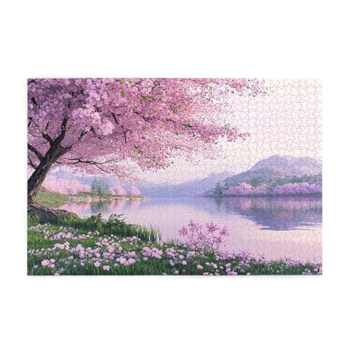 Puzzle 300 Teile, Puzzle Erwachsene, Holzpuzzle Japan Impossible Jigsaw, Clevere Rätsel, HD Farbe Jigsaw mit Geschenkbox Verpackung for Room Decor, Geschenke für Frauen Kirschblüten 40x28cm p-982 von Yuammgxi