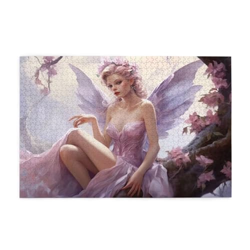 Puzzle 300 Teile, Puzzle Erwachsene, Holzpuzzle Karikatur Impossible Jigsaw, Clevere Rätsel, HD Farbe Jigsaw mit Geschenkbox Verpackung for Room Decor, Geschenke für Frauen Engel 40x28cm p-1791 von Yuammgxi