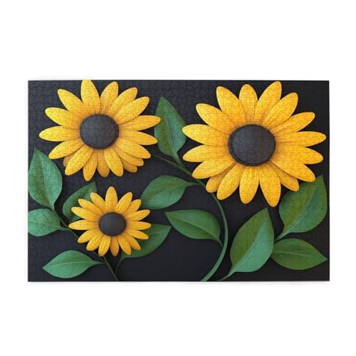 Puzzle 300 Teile, Puzzle Erwachsene, Holzpuzzle Karikatur Impossible Jigsaw, Clevere Rätsel, HD Farbe Jigsaw mit Geschenkbox Verpackung for Room Decor, Geschenke für Frauen Sonnenblume 40x28cm p-1226 von Yuammgxi