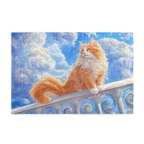 Puzzle 300 Teile, Puzzle Erwachsene, Holzpuzzle Katze Impossible Jigsaw, Clevere Rätsel, HD Farbe Jigsaw mit Geschenkbox Verpackung for Room Decor, Geschenke für Frauen Landschaft 40x28cm p-86 von Yuammgxi