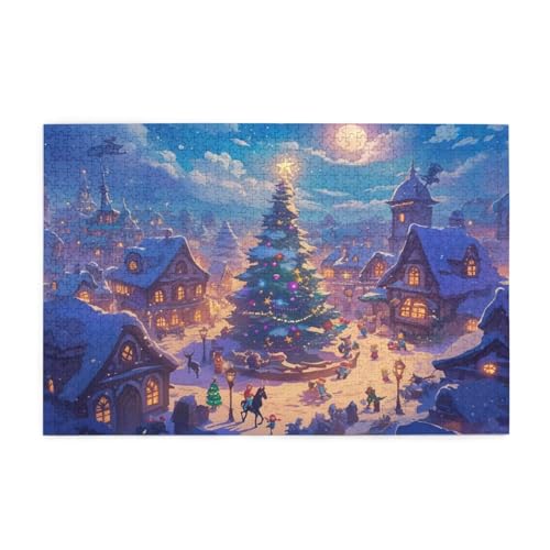 Puzzle 300 Teile, Puzzle Erwachsene, Holzpuzzle Landschaft Impossible Jigsaw, Clevere Rätsel, Farbe Jigsaw mit Geschenkbox Verpackung for Room Decor, Geschenke für Frauen Weihnachtsbaum 40x28cm p-1840 von Yuammgxi