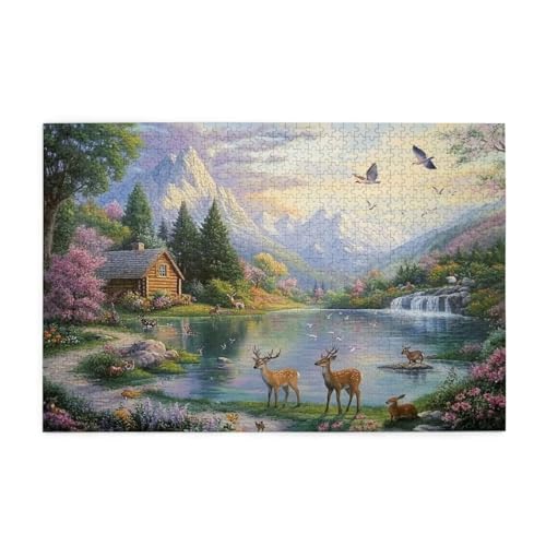 Puzzle 300 Teile, Puzzle Erwachsene, Holzpuzzle Landschaft Impossible Jigsaw, Clevere Rätsel, HD Farbe Jigsaw mit Geschenkbox Verpackung for Room Decor, Geschenke für Frauen See 40x28cm p-1780 von Yuammgxi