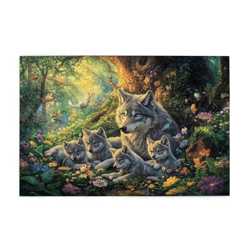Puzzle 300 Teile, Puzzle Erwachsene, Holzpuzzle Landschaft Impossible Jigsaw, Clevere Rätsel, HD Farbe Jigsaw mit Geschenkbox Verpackung for Room Decor, Geschenke für Frauen Wolf 40x28cm p-1545 von Yuammgxi