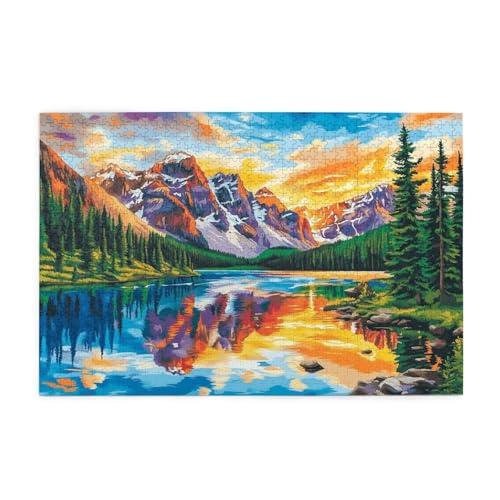 Puzzle 300 Teile, Puzzle Erwachsene, Holzpuzzle Meer Impossible Jigsaw, Clevere Rätsel, HD Farbe Jigsaw mit Geschenkbox Verpackung for Aesthetic Room Decor, Geschenke für Frauen Berg 40x28cm p-896 von Yuammgxi
