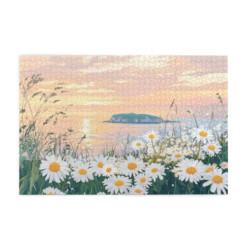 Puzzle 300 Teile, Puzzle Erwachsene, Holzpuzzle Meer Impossible Jigsaw, Clevere Rätsel, HD Farbe Jigsaw mit Geschenkbox Verpackung for Room Decor, Geschenke für Frauen Gänseblümchen 40x28cm p-991 von Yuammgxi