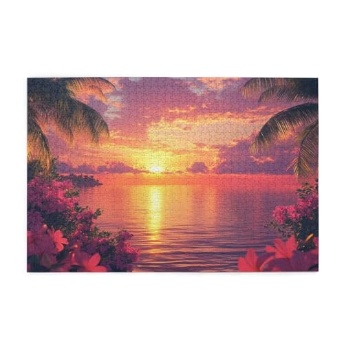 Puzzle 300 Teile, Puzzle Erwachsene, Holzpuzzle Meer Impossible Jigsaw, Clevere Rätsel, HD Farbe Jigsaw mit Geschenkbox Verpackung for Room Decor, Geschenke für Frauen Sonnenuntergang 40x28cm p-1941 von Yuammgxi