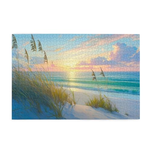 Puzzle 300 Teile, Puzzle Erwachsene, Holzpuzzle Natur Impossible Jigsaw, Clevere Rätsel, HD Farbe Jigsaw mit Geschenkbox Verpackung for Aesthetic Room Decor, Geschenke für Frauen Strand 40x28cm p-986 von Yuammgxi