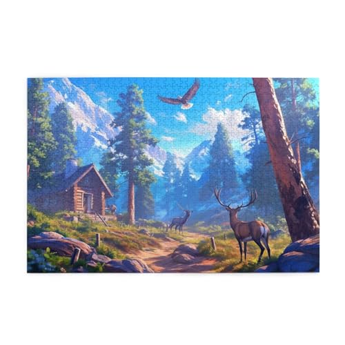 Puzzle 300 Teile, Puzzle Erwachsene, Holzpuzzle REH Impossible Jigsaw, Clevere Rätsel, HD Farbe Jigsaw mit Geschenkbox Verpackung for Aesthetic Room Decor, Geschenke für Frauen Tier 40x28cm p-1083 von Yuammgxi