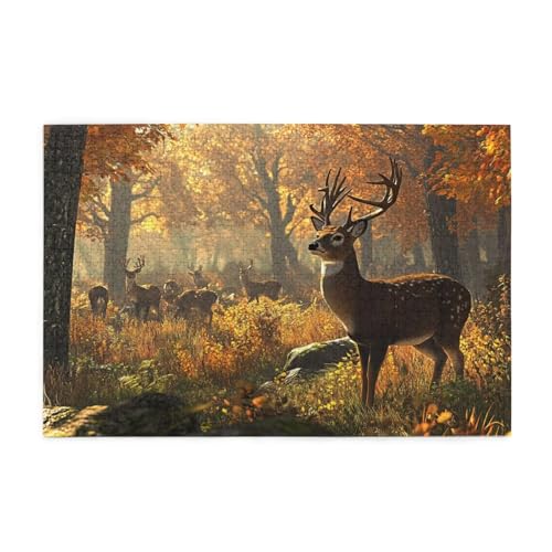 Puzzle 300 Teile, Puzzle Erwachsene, Holzpuzzle REH Impossible Jigsaw, Clevere Rätsel, HD Farbe Jigsaw mit Geschenkbox Verpackung for Aesthetic Room Decor, Geschenke für Frauen Tier 40x28cm p-1168 von Yuammgxi