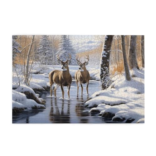 Puzzle 300 Teile, Puzzle Erwachsene, Holzpuzzle REH Impossible Jigsaw, Clevere Rätsel, HD Farbe Jigsaw mit Geschenkbox Verpackung for Room Decor, Geschenke für Frauen Schneeszene 40x28cm p-1776 von Yuammgxi