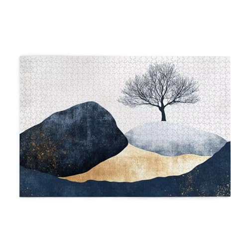 Puzzle 300 Teile, Puzzle Erwachsene, Holzpuzzle Retro Impossible Jigsaw, Clevere Rätsel, HD Farbe Jigsaw mit Geschenkbox Verpackung for Aesthetic Room Decor, Geschenke für Frauen Berg 40x28cm p-310 von Yuammgxi