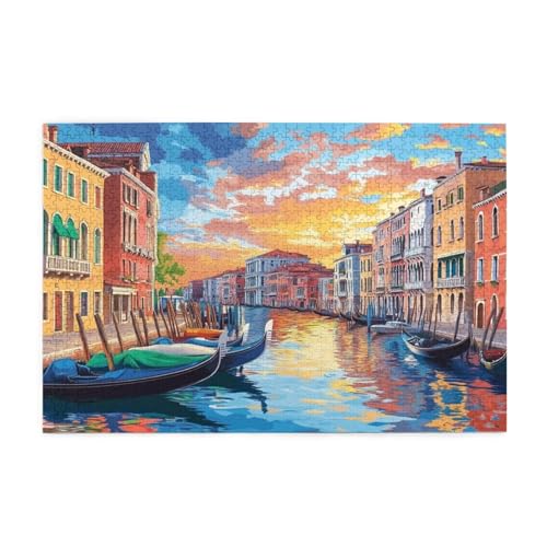 Puzzle 300 Teile, Puzzle Erwachsene, Holzpuzzle Stadt Impossible Jigsaw, Clevere Rätsel, HD Farbe Jigsaw mit Geschenkbox Verpackung for Aesthetic Room Decor, Geschenke für Frauen Boot 40x28cm p-1015 von Yuammgxi