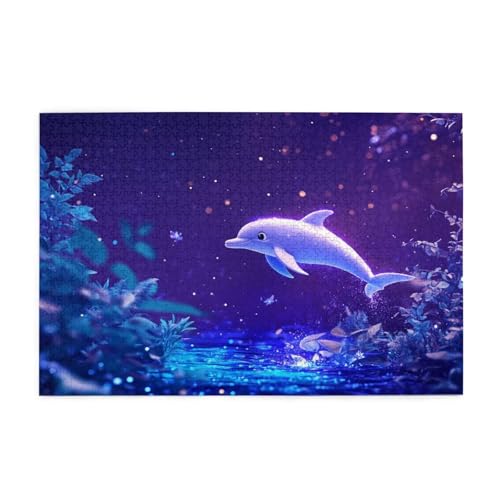 Puzzle 300 Teile, Puzzle Erwachsene, Holzpuzzle Sternenhimmel Impossible Jigsaw, Clevere Rätsel, HD Farbe Jigsaw mit Geschenkbox Verpackung for Room Decor, Geschenke für Frauen Delphin 40x28cm p-2001 von Yuammgxi