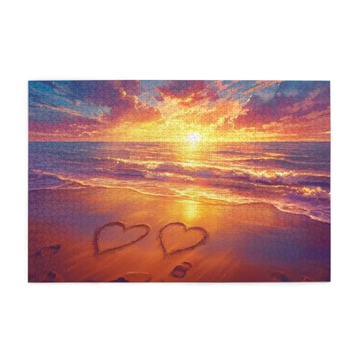 Puzzle 300 Teile, Puzzle Erwachsene, Holzpuzzle Strand Impossible Jigsaw, Clevere Rätsel, HD Farbe Jigsaw mit Geschenkbox Verpackung for Aesthetic Room Decor, Geschenke für Frauen Liebe 40x28cm p-985 von Yuammgxi