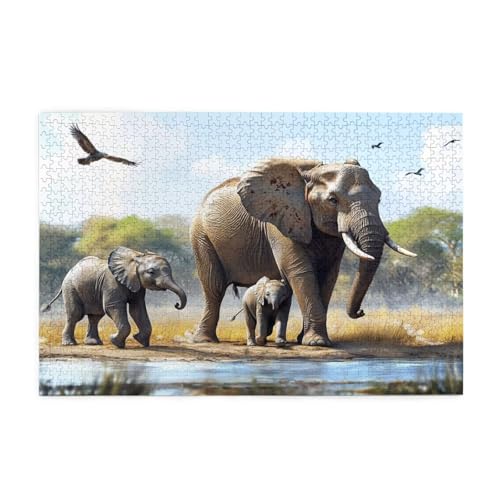 Puzzle 300 Teile, Puzzle Erwachsene, Holzpuzzle Tier Impossible Jigsaw, Clevere Rätsel, HD Farbe Jigsaw mit Geschenkbox Verpackung for Aesthetic Room Decor, Geschenke für Frauen Elefant 40x28cm p-2006 von Yuammgxi